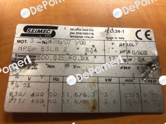 24789/07 1/08 replacement  Cod.RC00009101  Seimec (Rossi)