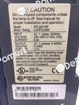 Typ SPL200 03 F Bonfiglioli