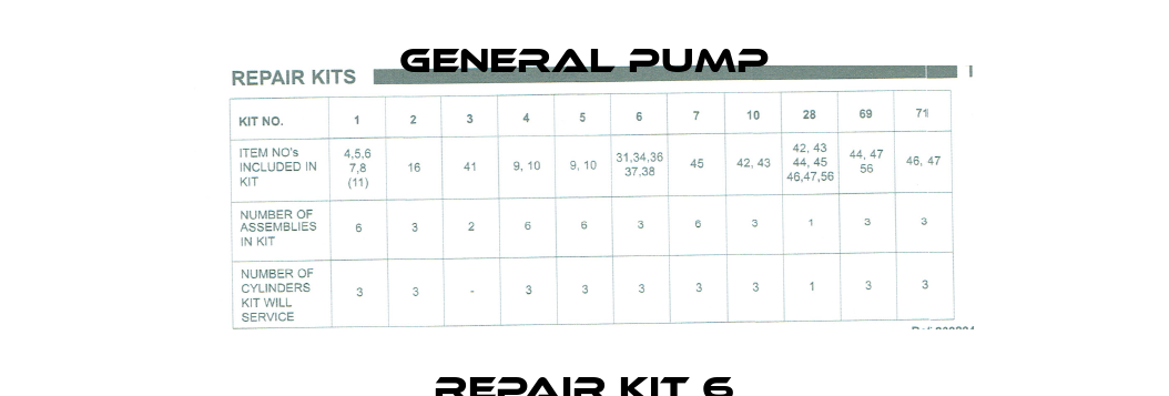 Repair Kit 6 General Pump