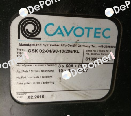 GSK 02-04/98-10/205/KL Cavotec