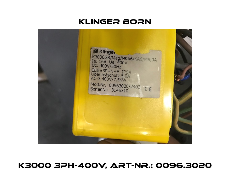 K3000 3Ph-400V, Art-Nr.: 0096.3020 Klinger Born