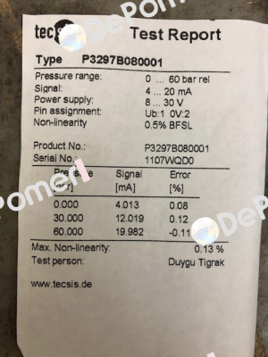 P3297B08001 Tecsis (WIKA Group)