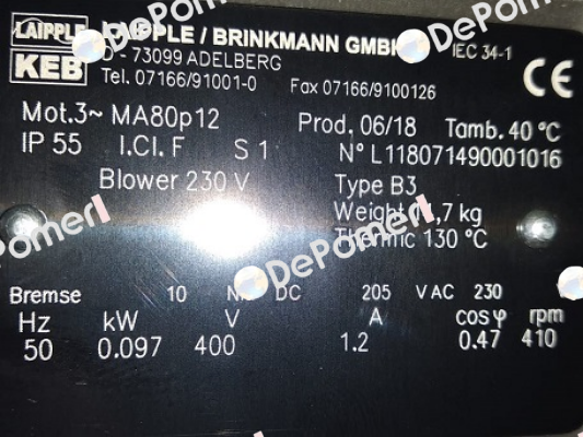 MA80/12-TB-BR-FL-ST10 LAIPPLE KEB