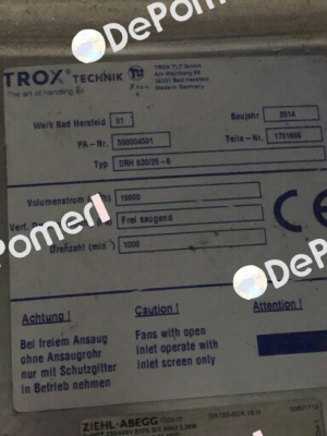 DRH 630/25-6 - obsolete ,replaced by  DRVF 630/30- 8 Trox Technik