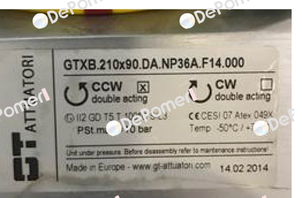 GTXB.210x90.DA.NP36A.F14.000 GT Attuatori