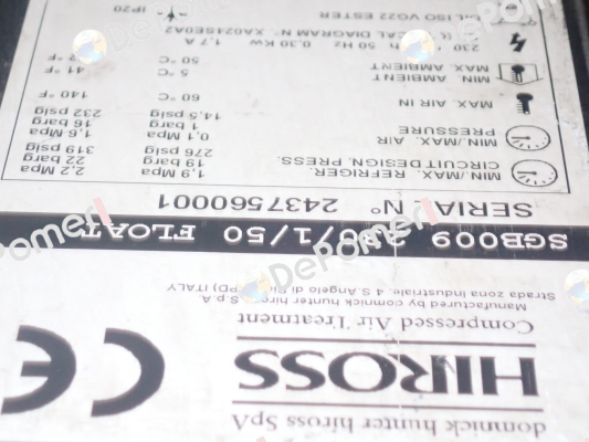 Type : SGB009 230/1/50 FLOAT  S/N: 2437560001 obsolete / SPE009-A2301DF16TIS alternative Hiross