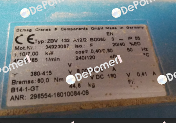 ZBV 132 A12/2  B0060 Mot Nr - 34923067 Demag