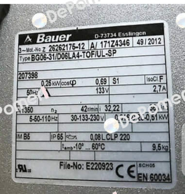 BG06-31 D06LA 4-TOF/UL-SP(P/N 171Z4346) Bauer