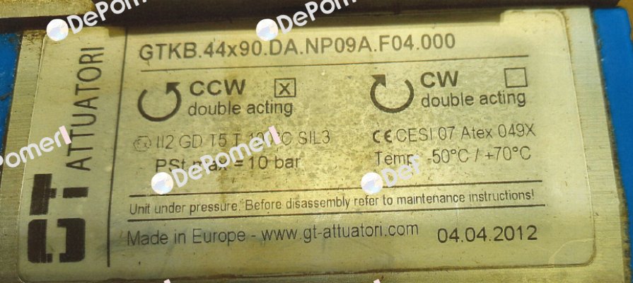GTKB.44x90.DA.NP09A.F04.000 GT Attuatori