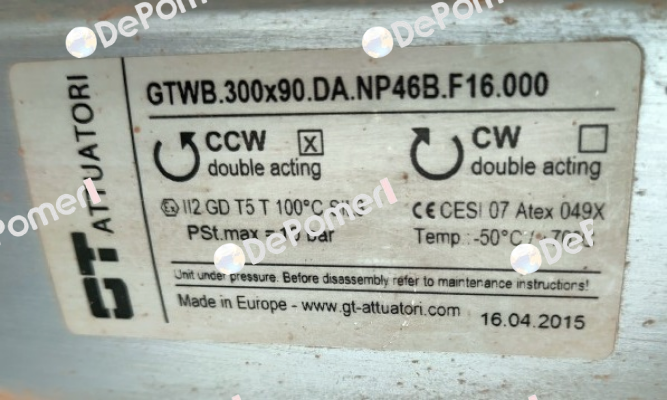 GTWB.300x90.DA.NP46B.F16.000 GT Attuatori