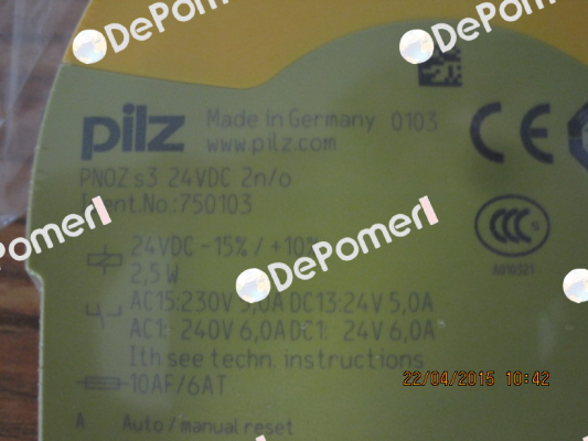 p/n: 750103, Type: PNOZ s3 24VDC 2 n/o Pilz
