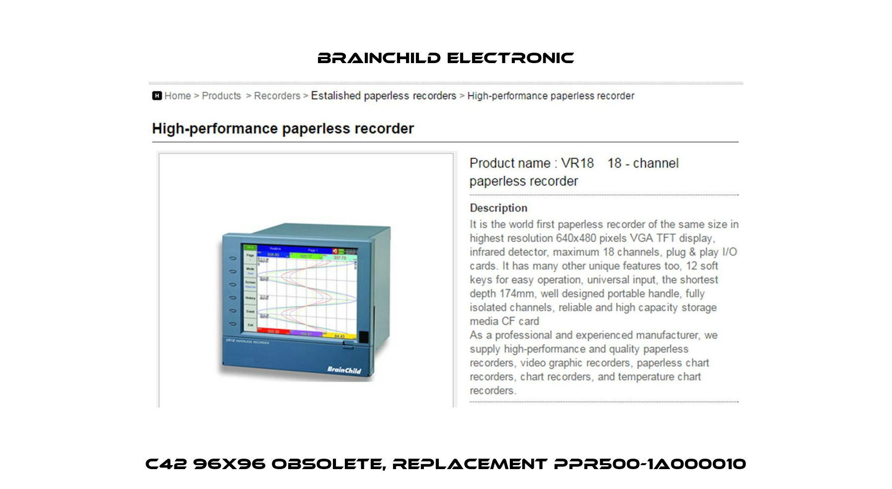 C42 96X96 obsolete, replacement PPR500-1A000010 Brainchild Electronic