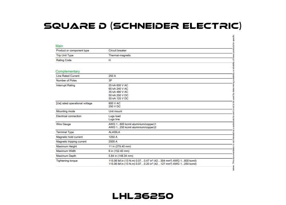 LHL36250 Square D (Schneider Electric)