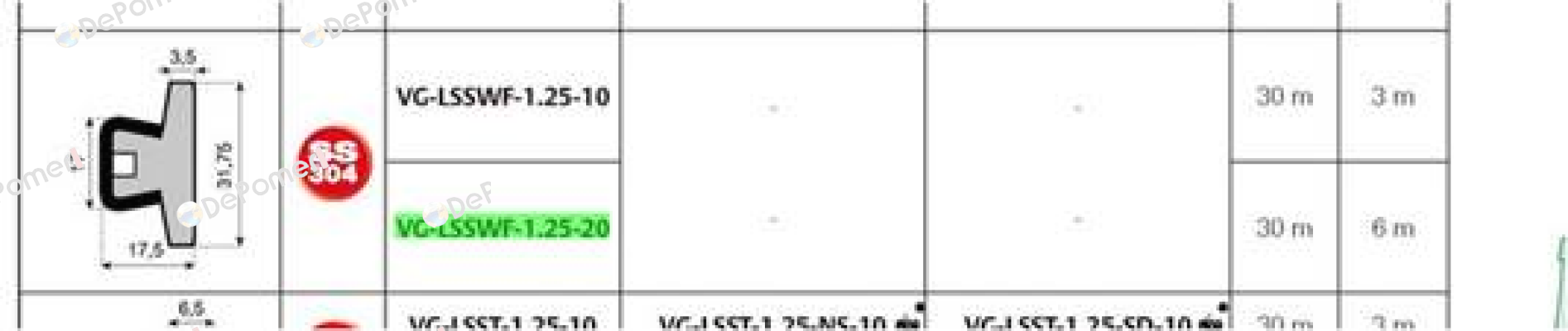 VG-LSSWF-1.25-20 System Plast
