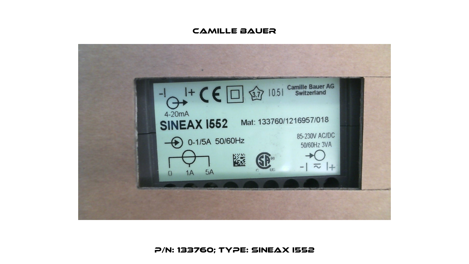 p/n: 133760; Type: SINEAX I552 Camille Bauer