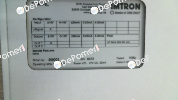 501542 - TSA-FIL1-V1-5K-BW-V1 Imtron
