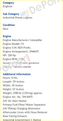 C9 – 350HP  Caterpillar