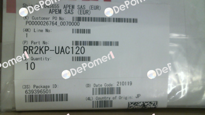 P/N: 209208, Type: RR2KP-UAC120 Idec