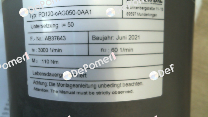 PD120-CAG050-0AA1 (603-02641) Planetroll