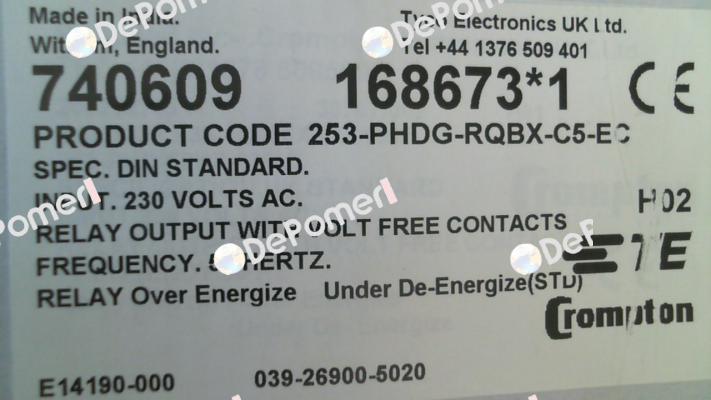 253-PHDG - 230V/50Hz CROMPTON INSTRUMENTS (TE Connectivity)