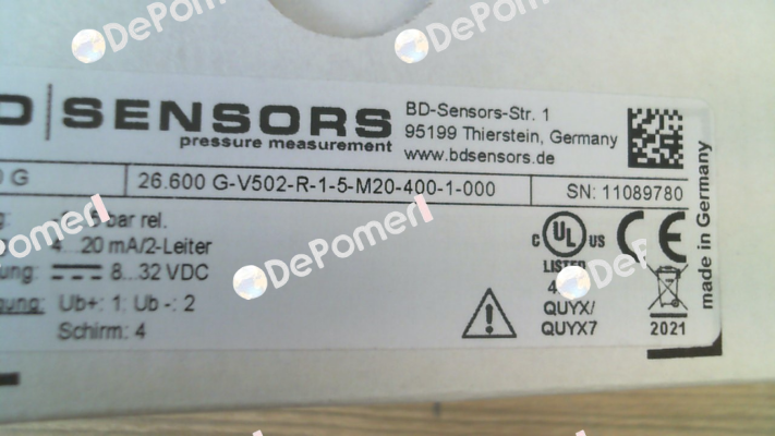 26.600 G-V502-R-1-5-M20-400-1-000 Bd Sensors