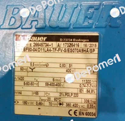 BF80-04/DHE13MA4-TF-FV-K/ES070A8HA/HT1-SP Bauer