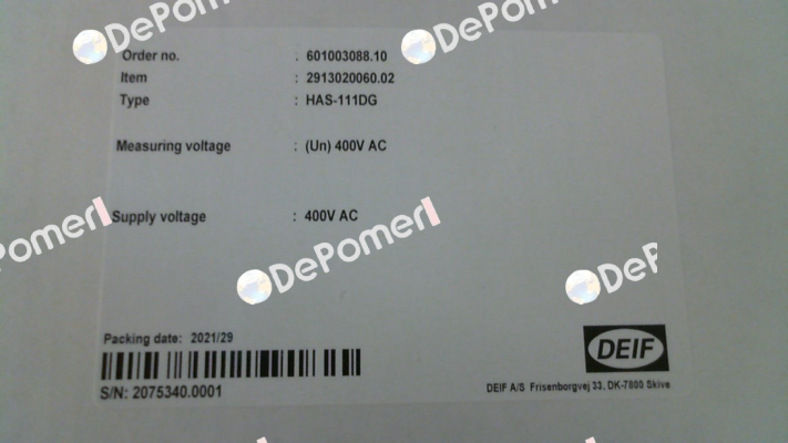2913020060 02 / HAS-111DG Deif