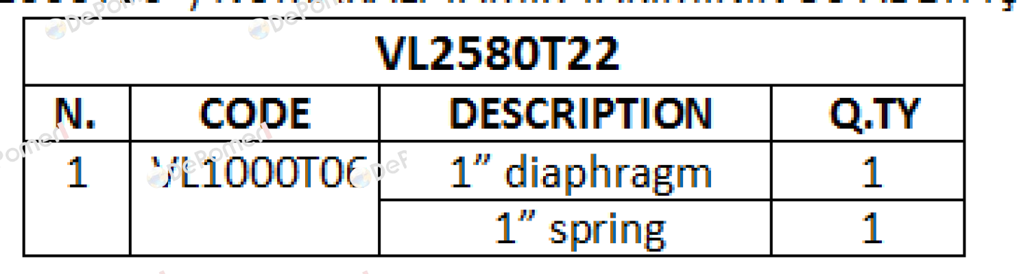 1” spring For VL2580T22  Trimec