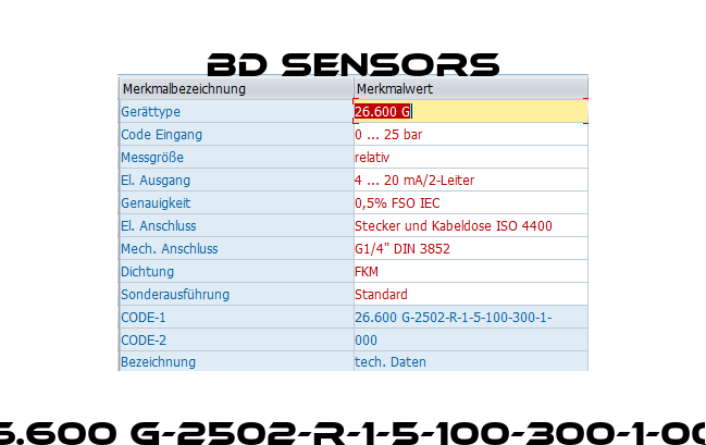 26.600 G-2502-R-1-5-100-300-1-000 Bd Sensors