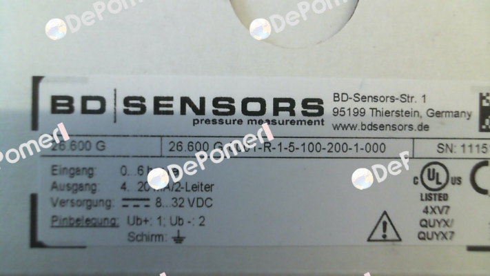 26.600 G-6001-R-1-5-100-200-1-000 Bd Sensors