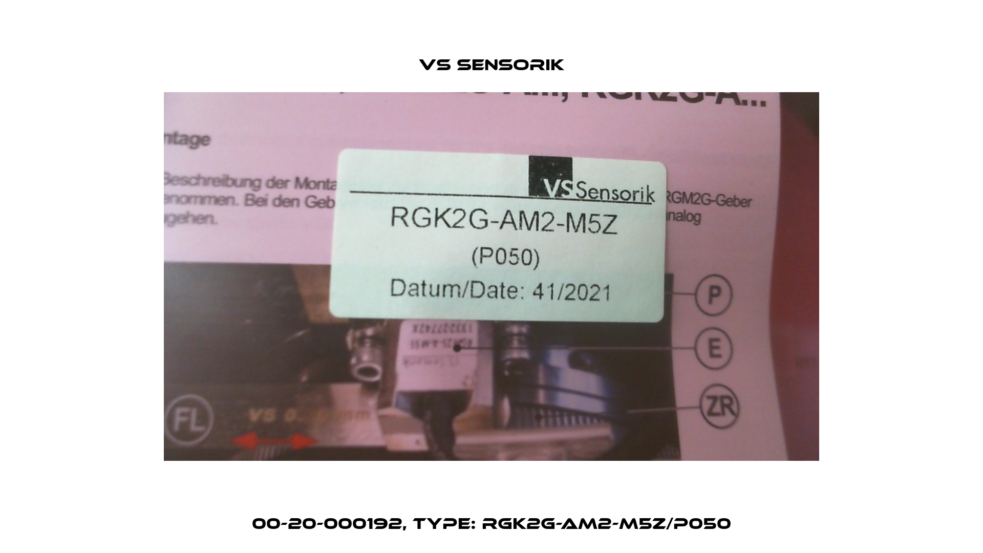 00-20-000192, Type: RGK2G-AM2-M5Z/P050 VS Sensorik