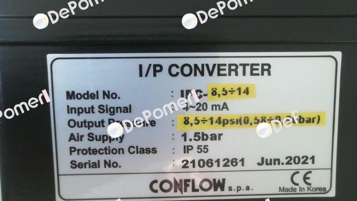 PC converter 0-18 PSI CONFLOW