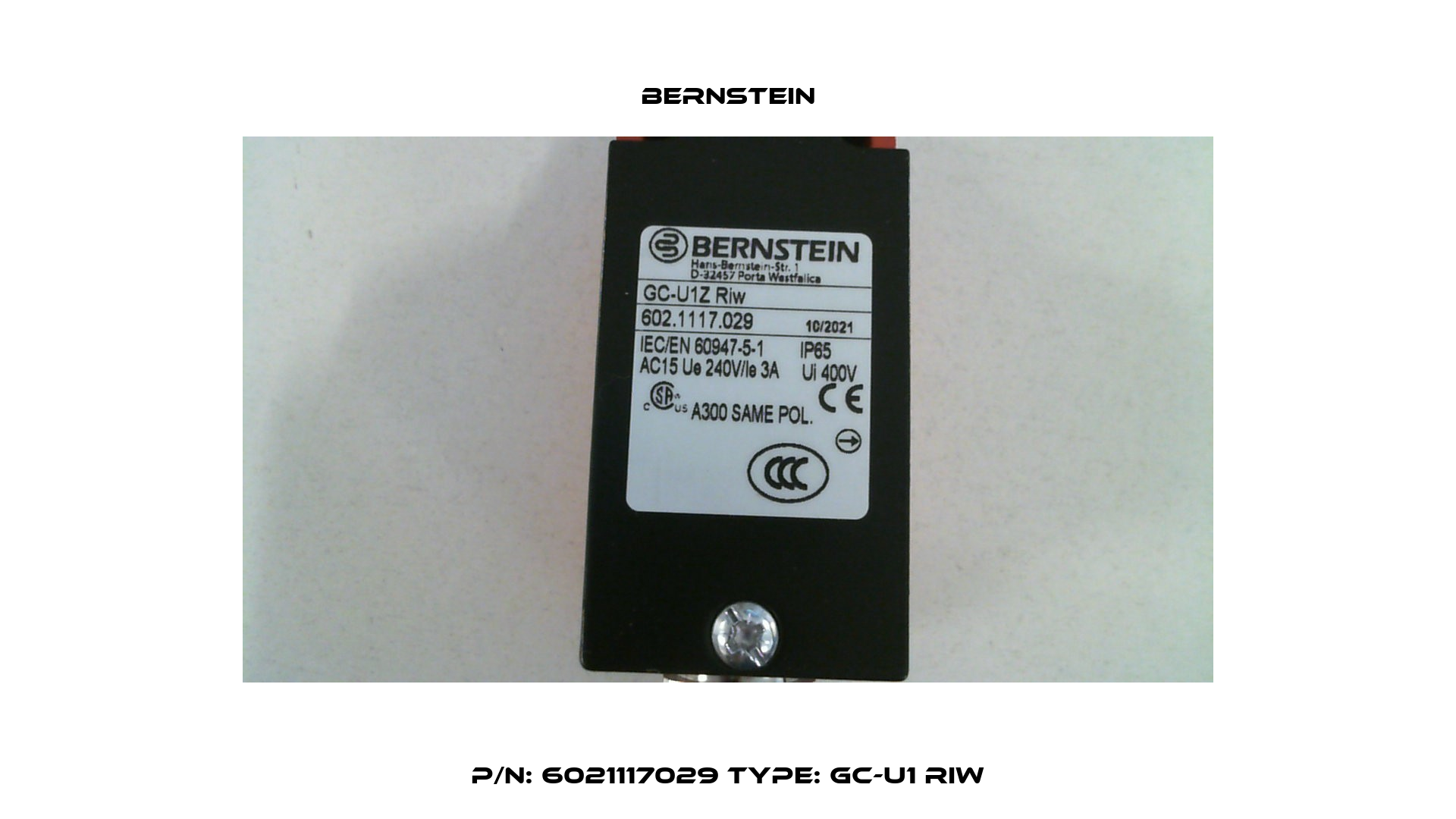 P/N: 6021117029 Type: GC-U1 RIW Bernstein