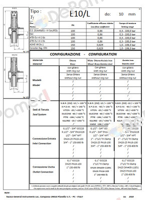 E10/LS (1/2" NPT inlet - 1" NPT outlet) Nuova General Instruments