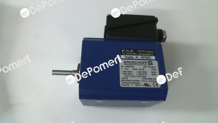 Motor only IGkU 80 40 2pole to suit VE31 gearbox Groschopp