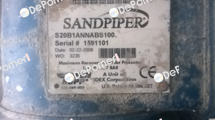 S20B1ANNABS100, SN:1591101 REPLACED BY S20B1ABBABS600  Sandpiper