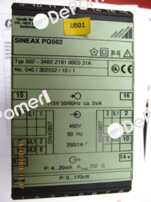 SINEAX 502-34B2Z19100E031A obsolete, replaced by Sineax P 530  Gossen Metrawatt