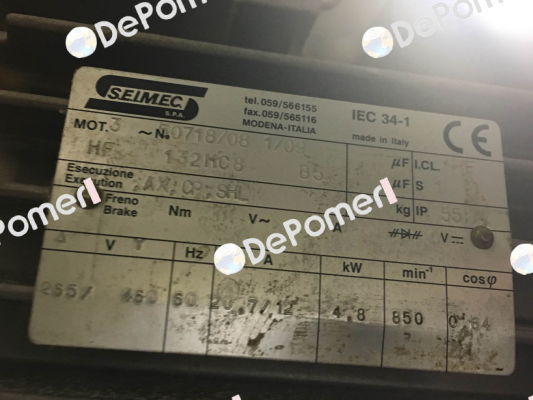 HF132MC8B5 obsolete, replacement HB 132MC 8 230.400-50 B5 Seimec (Rossi)