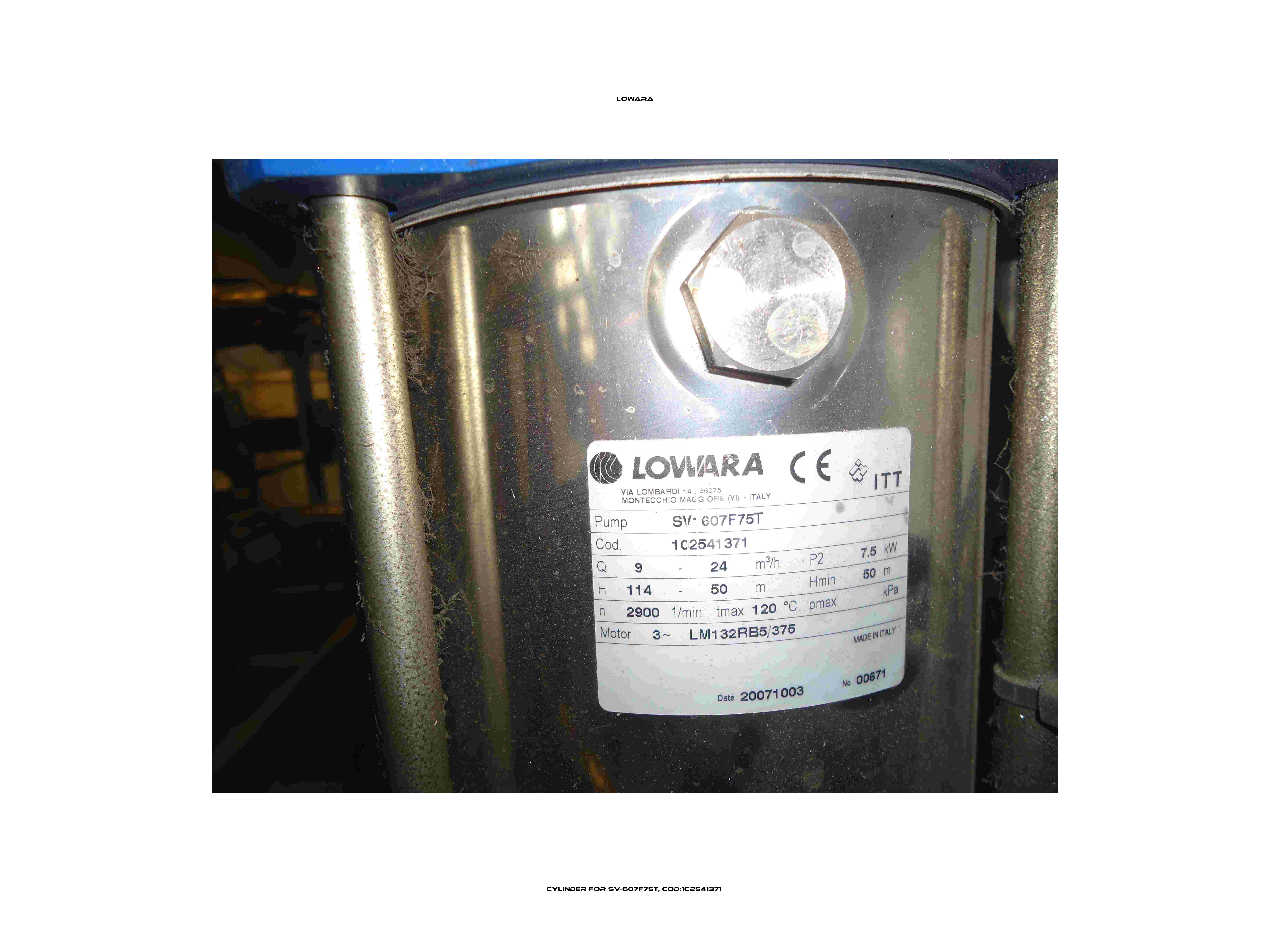 Cylinder for SV-607F75T, Cod:1C2541371  Lowara