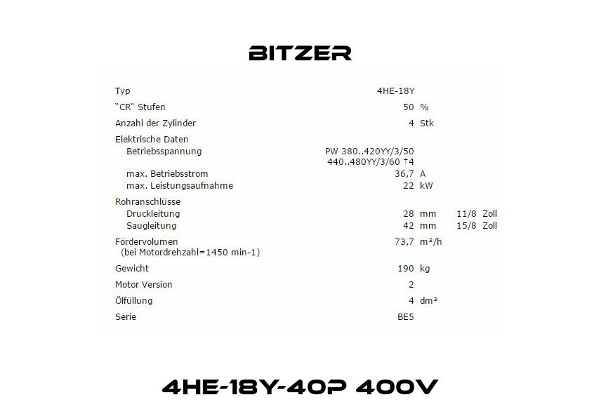 4HE-18Y-40P 400V Bitzer