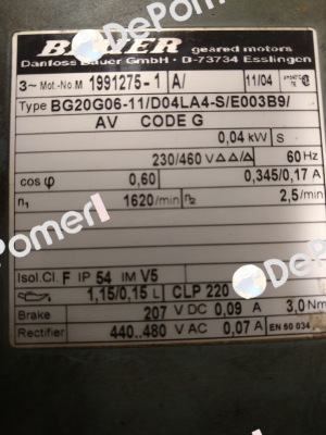 Typ : BG20G06-11/D04LA4-S/E003B9/AV  Bauer