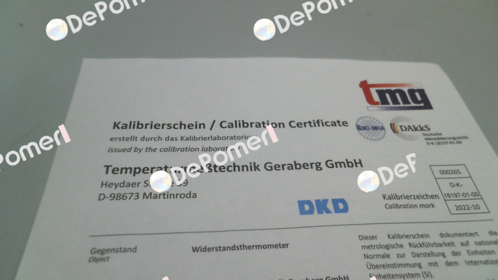 8000282 DAkkS - Calibration Certificate TMG GERABERG