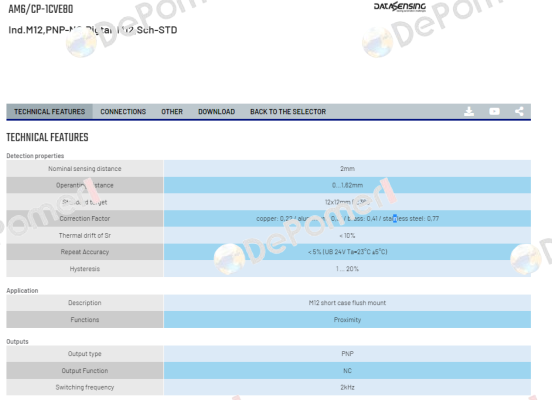 AM6/CP-1CVE80 Micro Detectors / Diell (now Datasensing)
