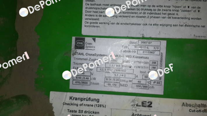 2/8A04/501 3433076119 Stahl CraneSystems