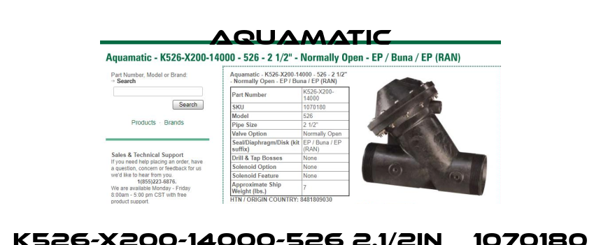 K526-X200-14000-526 2.1/2IN    1070180 AquaMatic