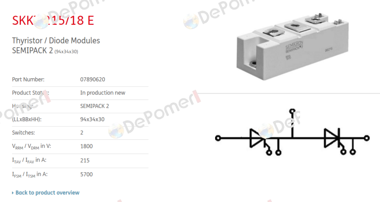 07890620 / SKKT215/18 E Semikron