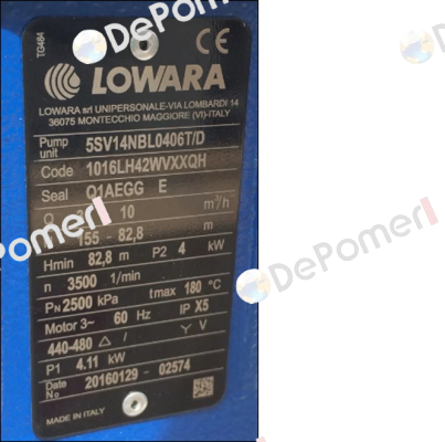 5SV14NBL0406T/D Lowara