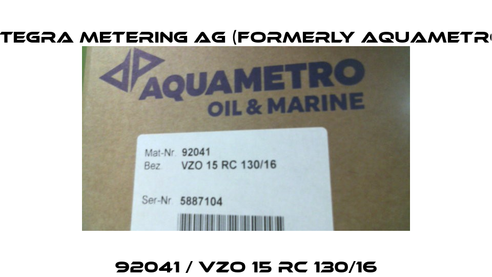 92041 / VZO 15 RC 130/16 Integra Metering AG (formerly Aquametro)