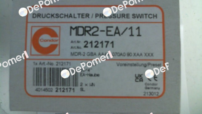 212171 / MDR 2/11-EA / MDR-2 GBA AAAA 070A090 XAA XXX Condor