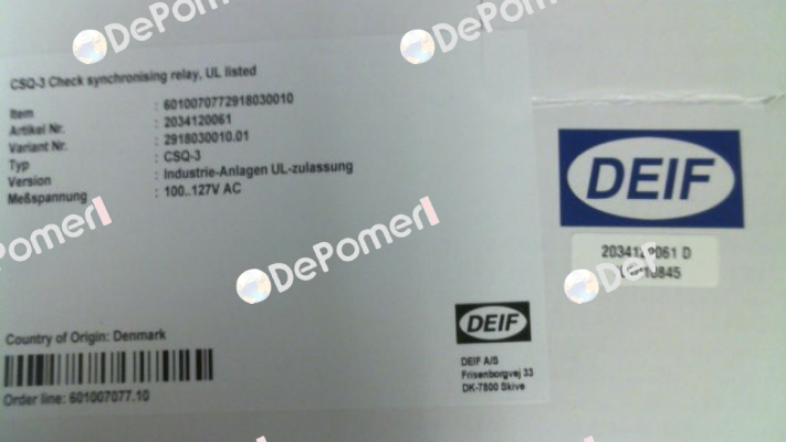 2918030010 01 / CSQ-3 Deif